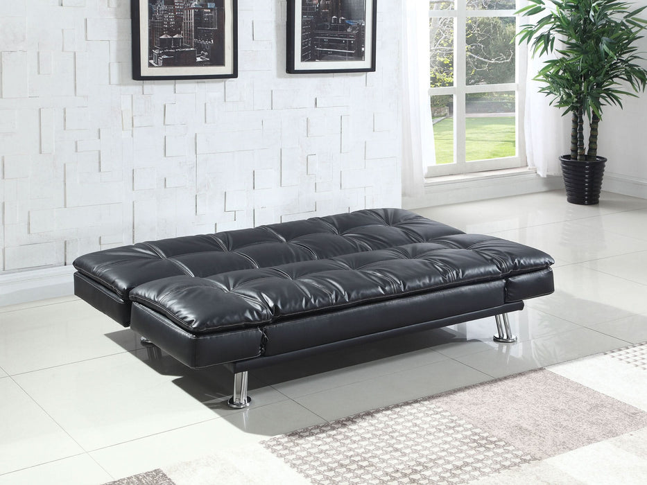 Dilleston Upholstered Tufted Convertible Sofa Bed Black - Walo Furniture 