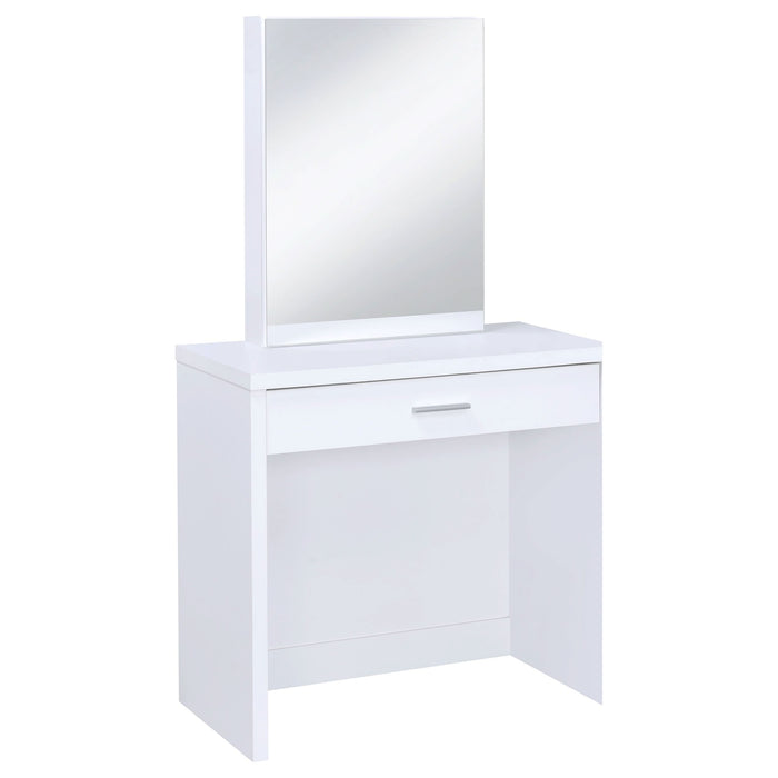 Harvey Vanity Set with Lift-Top Stool White - Walo Furniture 