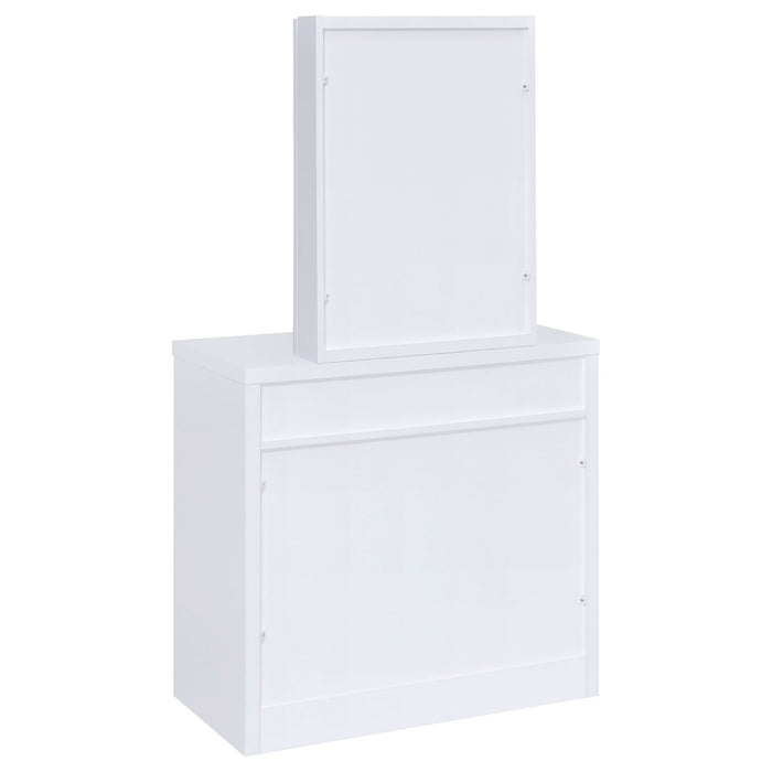 Harvey Vanity Set with Lift-Top Stool White - Walo Furniture 