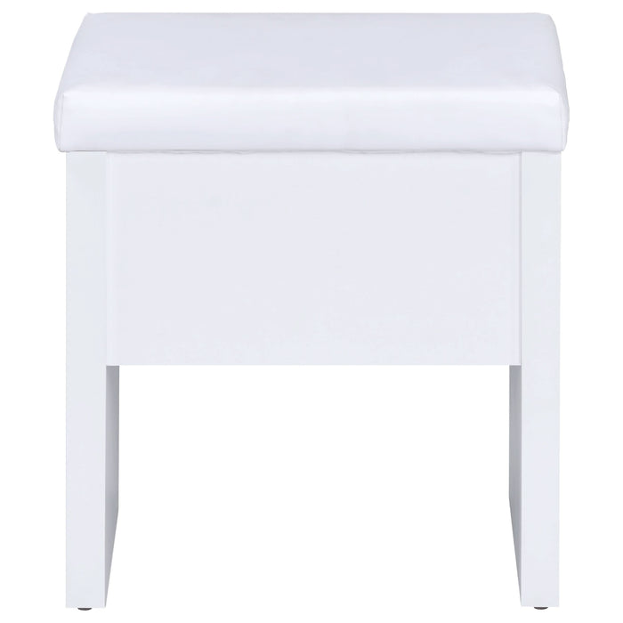 Harvey Vanity Set with Lift-Top Stool White - Walo Furniture 