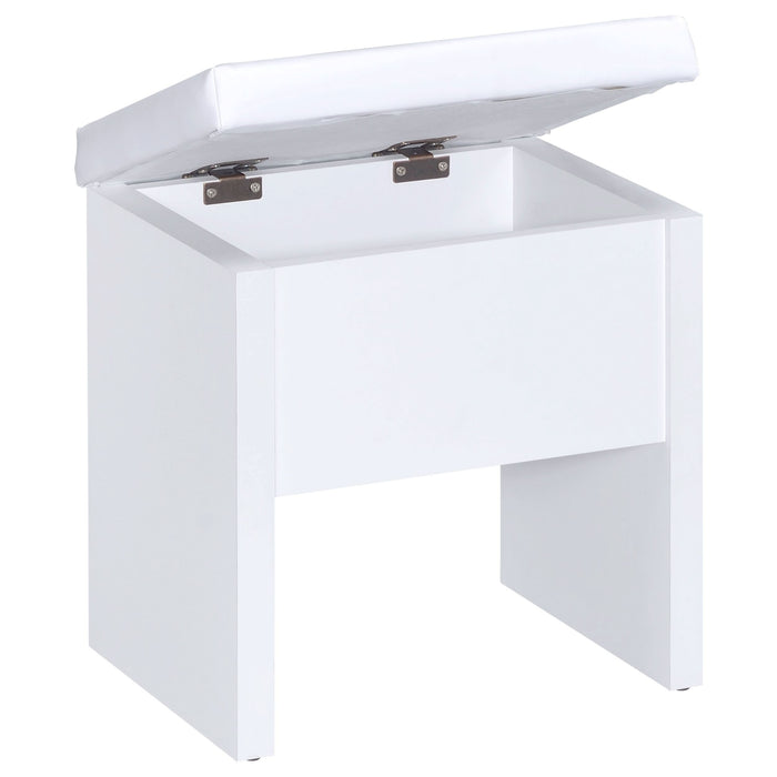 Harvey Vanity Set with Lift-Top Stool White - Walo Furniture 