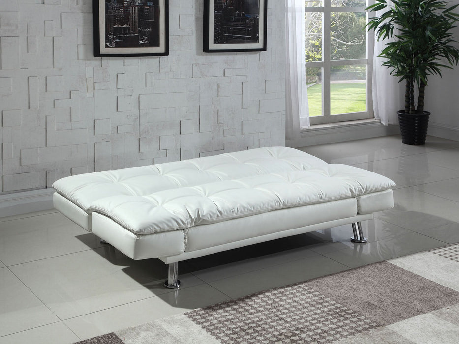 Dilleston Upholstered Tufted Convertible Sofa Bed White - Walo Furniture 