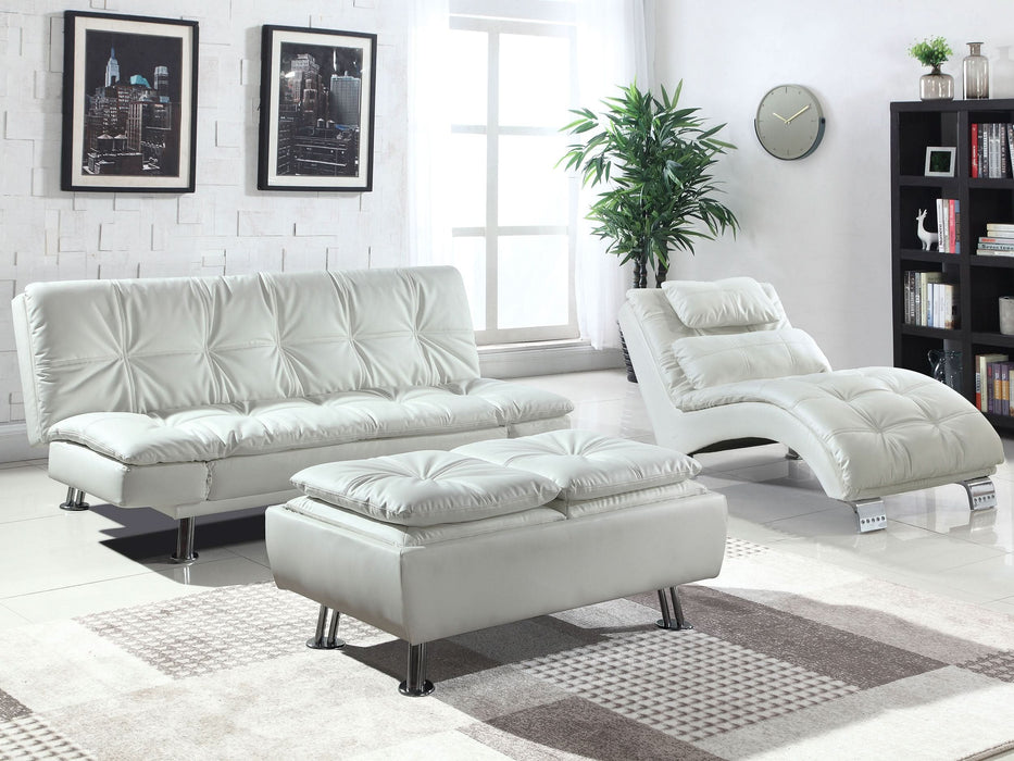 Dilleston Upholstered Tufted Convertible Sofa Bed White - Walo Furniture 