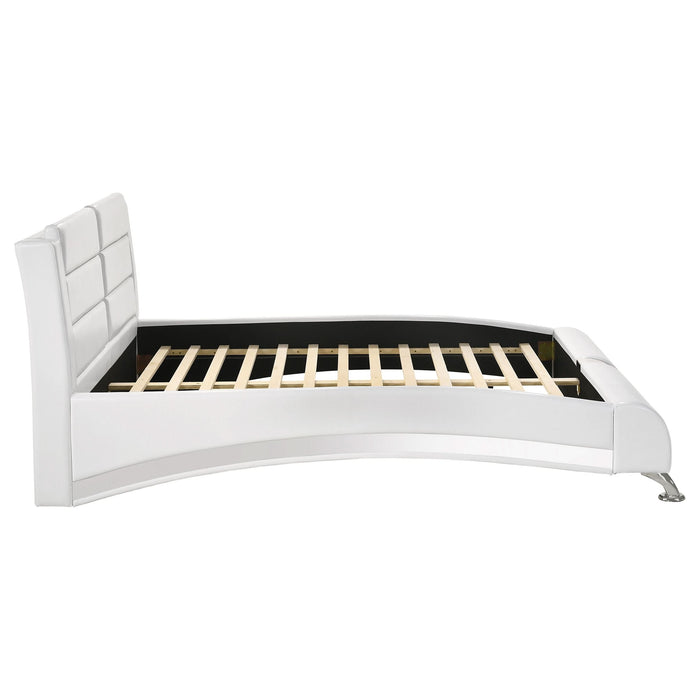 Jeremaine Upholstered Eastern King Sleigh Bed White - Walo Furniture 