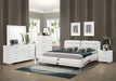 Jeremaine Upholstered Eastern King Sleigh Bed White - Walo Furniture 