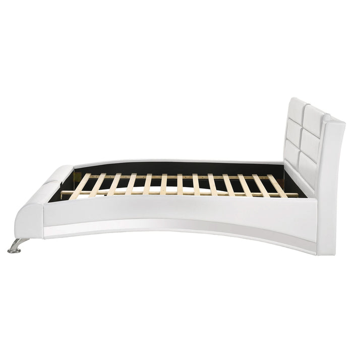 Jeremaine Upholstered California King Sleigh Bed White - Walo Furniture 