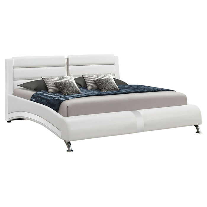 Jeremaine Upholstered Queen Sleigh Bed White - Walo Furniture 