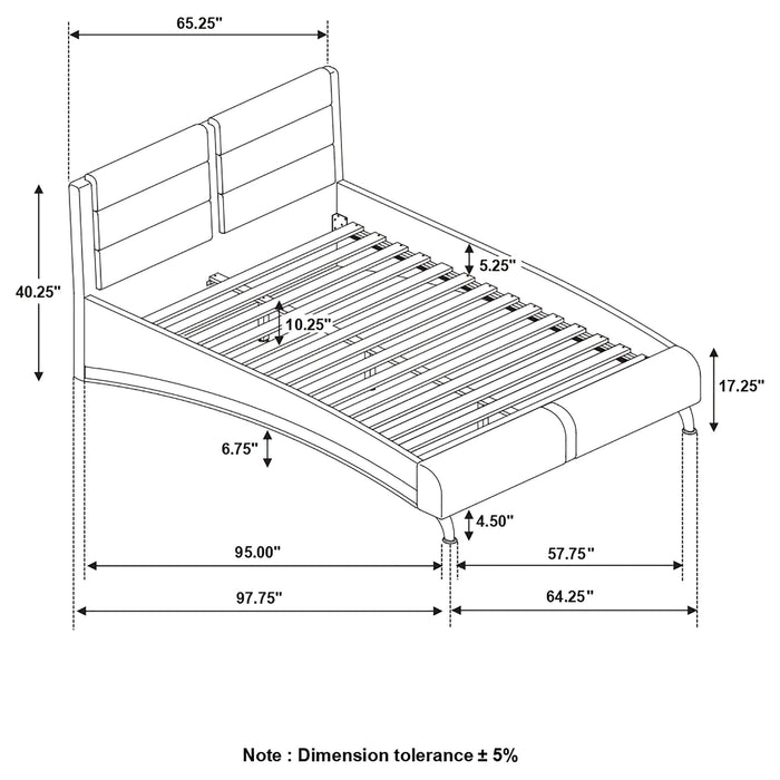 Jeremaine Upholstered Queen Sleigh Bed Black - Walo Furniture 