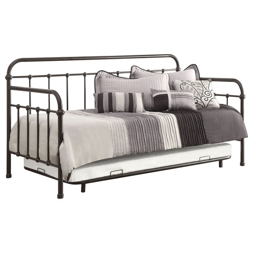 Livingston Metal Twin Daybed with Trundle Dark Bronze - Walo Furniture 