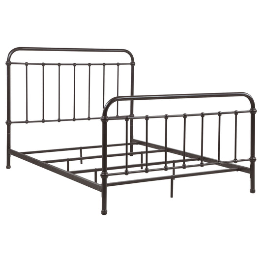 Livingston Metal Eastern King Open Frame Bed Dark Bronze - Walo Furniture 