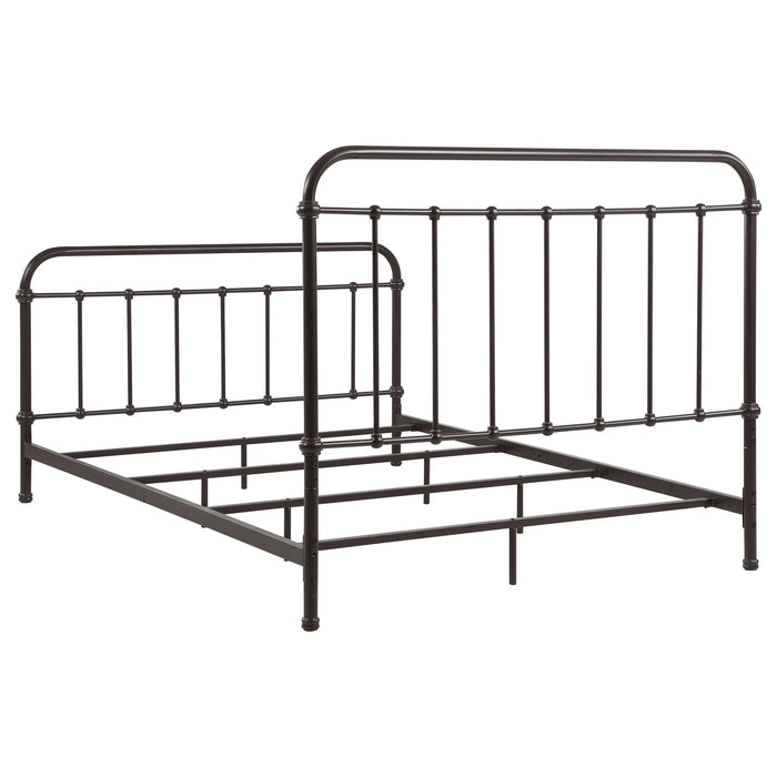 Livingston Metal Eastern King Open Frame Bed Dark Bronze - Walo Furniture 