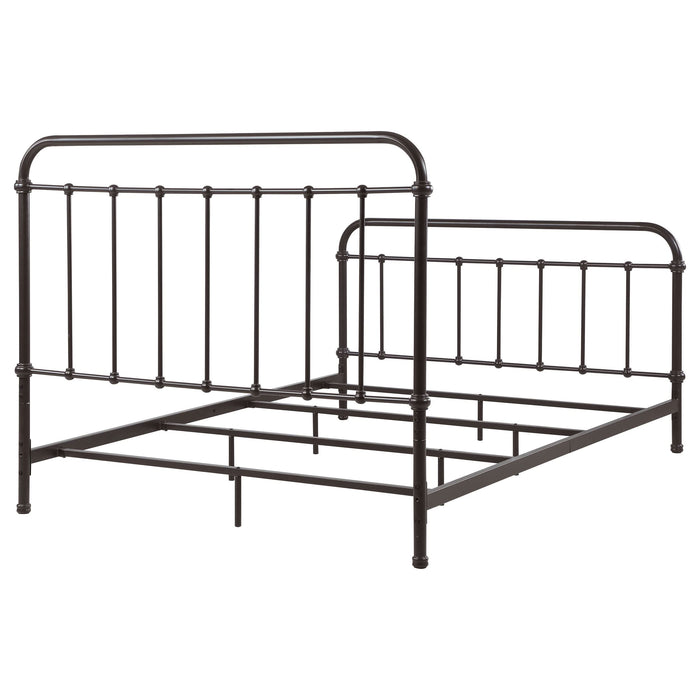 Livingston Metal Eastern King Open Frame Bed Dark Bronze - Walo Furniture 