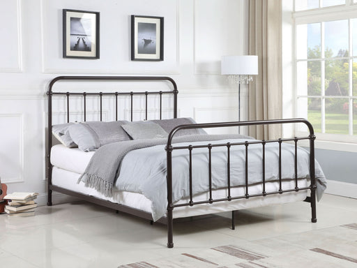 Livingston Metal Eastern King Open Frame Bed Dark Bronze - Walo Furniture 