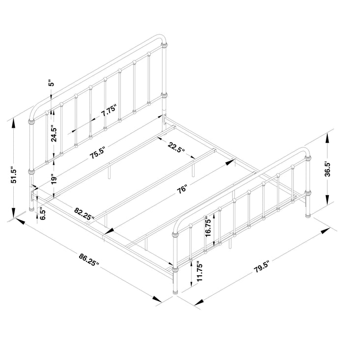 Livingston Metal Eastern King Open Frame Bed Dark Bronze - Walo Furniture 