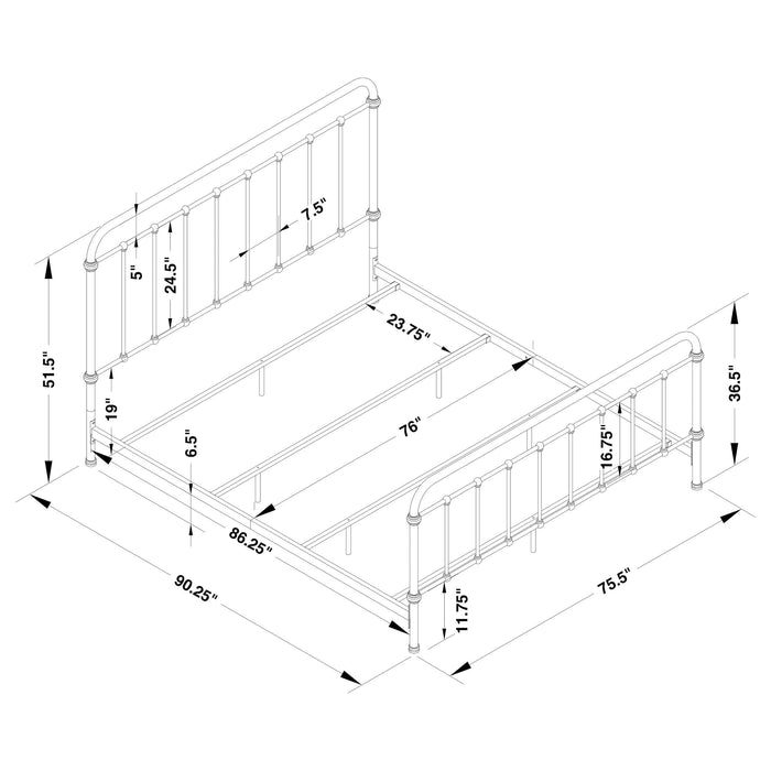 Livingston Metal California King Open Frame Bed Dark Bronze - Walo Furniture 