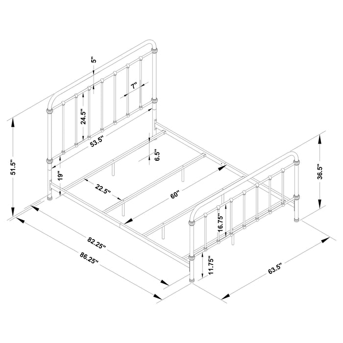 Livingston Metal Queen Open Frame Bed Dark Bronze - Walo Furniture 