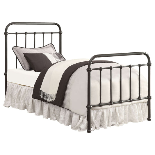 Livingston Metal Twin Open Frame Bed Dark Bronze - Walo Furniture 