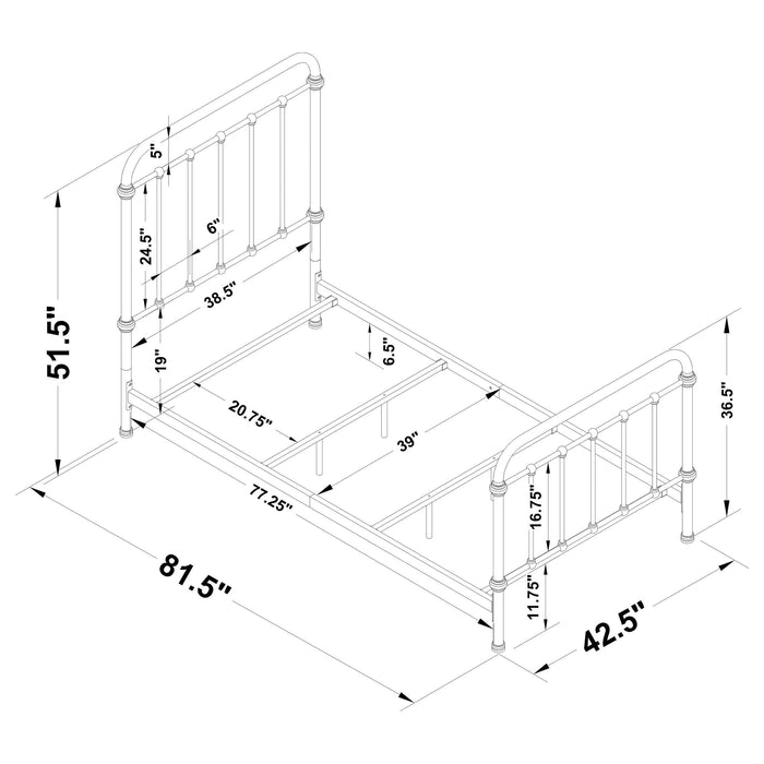 Livingston Metal Twin Open Frame Bed Dark Bronze - Walo Furniture 