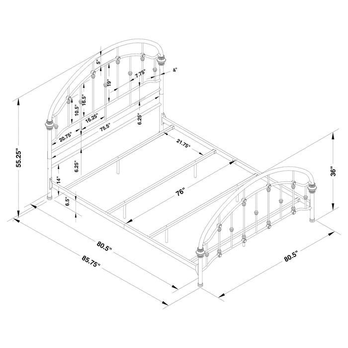 Rowan Metal Eastern King Open Frame Bed Dark Bronze - Walo Furniture 