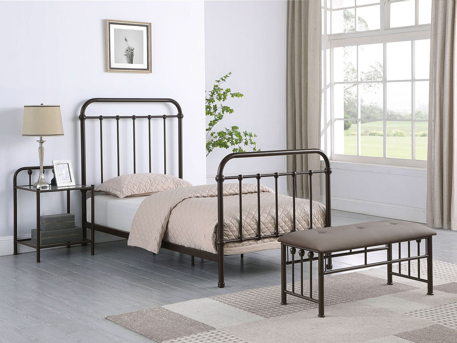 Livingston Metal Twin Open Frame Bed Dark Bronze - Walo Furniture 