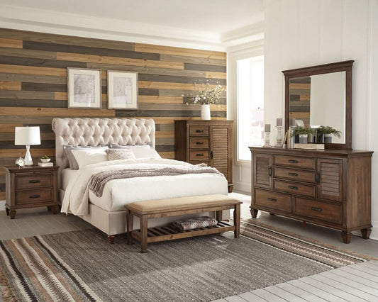 Devon 4-piece Full Bedroom Set Beige and Burnished Oak - Walo Furniture 