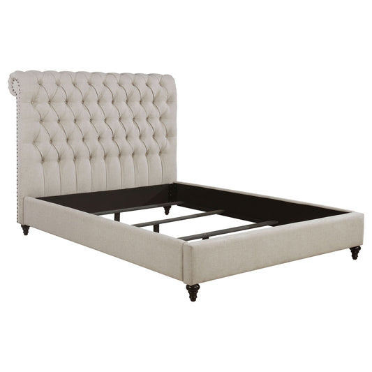 Devon 57-inch Upholstered Eastern King Panel Bed Beige - Walo Furniture 