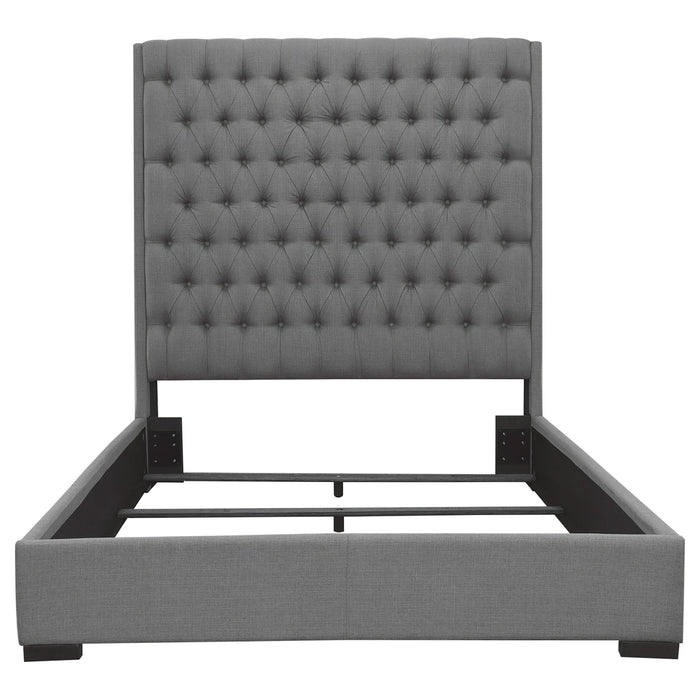 Camille Upholstered Eastern King Panel Bed Grey - Walo Furniture 