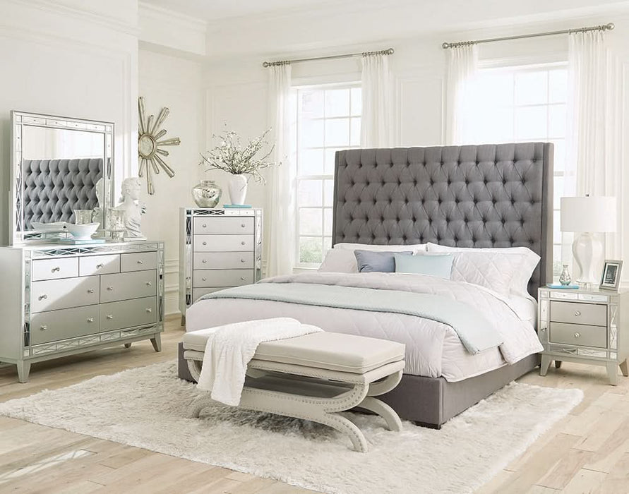 Camille 4-piece Eastern King Bedroom Set Metallic Mercury - Walo Furniture 