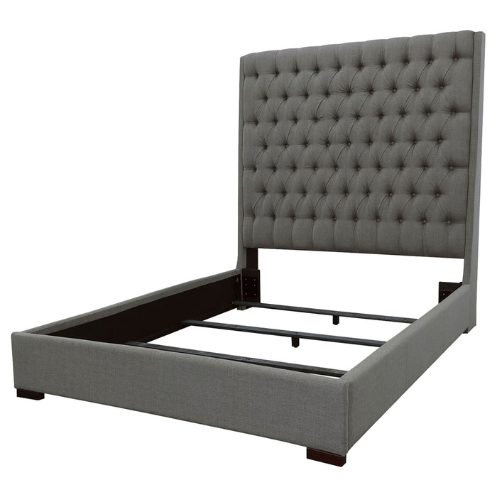 Camille Upholstered California King Panel Bed Grey - Walo Furniture 