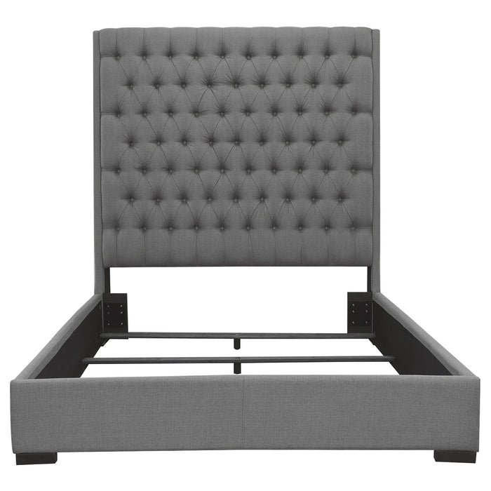 Camille Upholstered California King Panel Bed Grey - Walo Furniture 