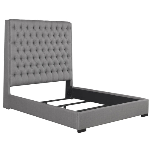 Camille Upholstered Queen Panel Bed Grey - Walo Furniture 