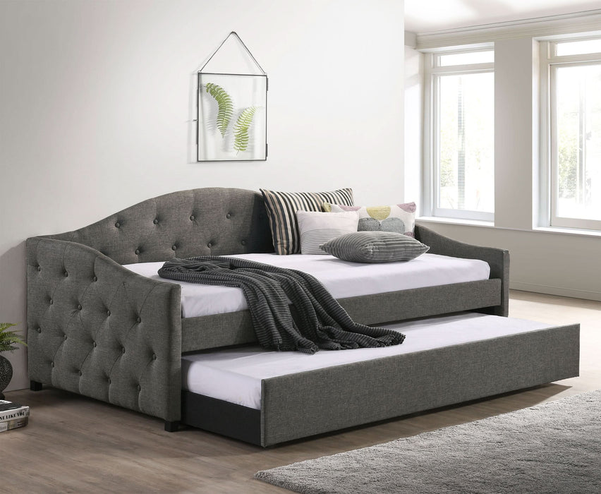 Sadie Upholstered Twin Daybed with Trundle Grey