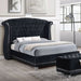 Barzini Upholstered Eastern King Wingback Bed Black - Walo Furniture 