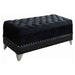 Barzini Velvet Upholstered Tufted Storage Bench Black - Walo Furniture 