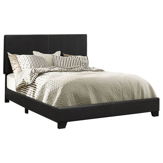 Dorian Faux Leather Upholstered Full Panel Bed Black - Walo Furniture 