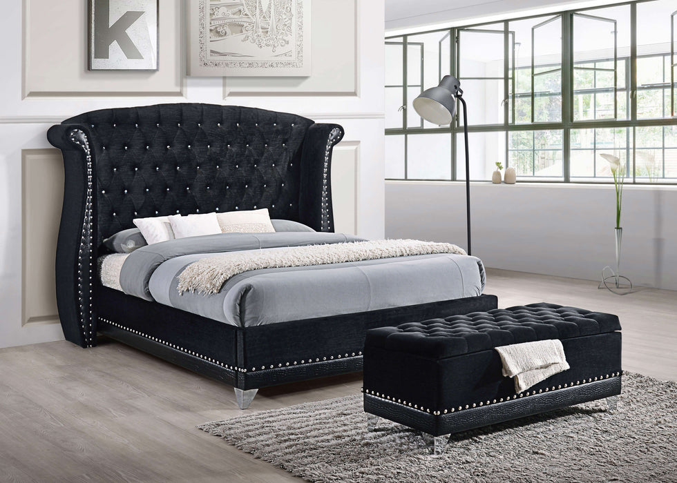 Barzini Velvet Upholstered Tufted Storage Bench Black - Walo Furniture 