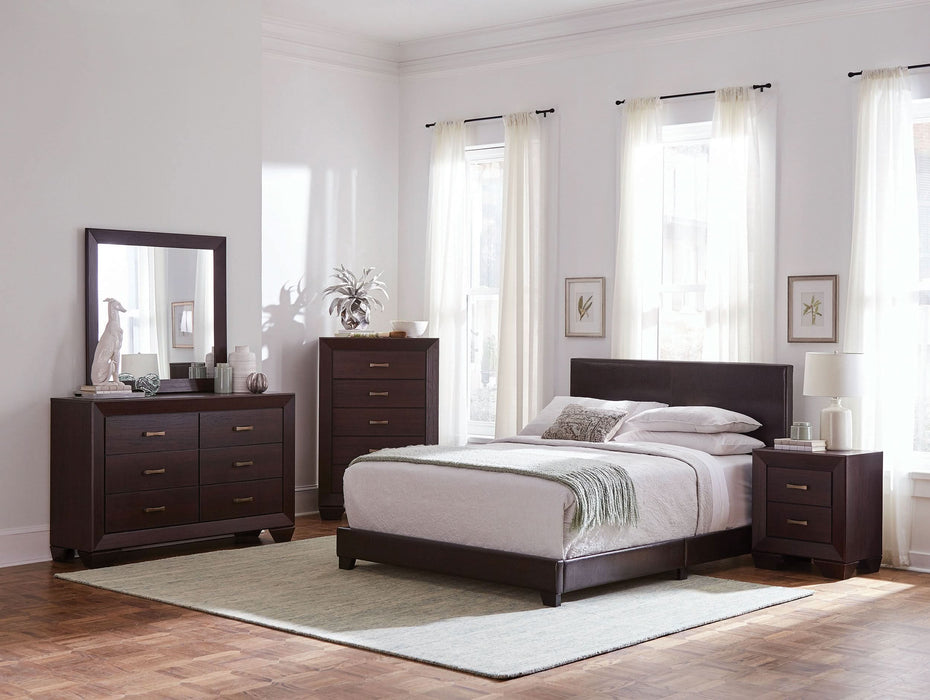 Dorian 5-piece Eastern King Bedroom Set Dark Cocoa - Walo Furniture 