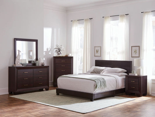 Dorian 5-piece California King Bedroom Set Dark Cocoa - Walo Furniture 