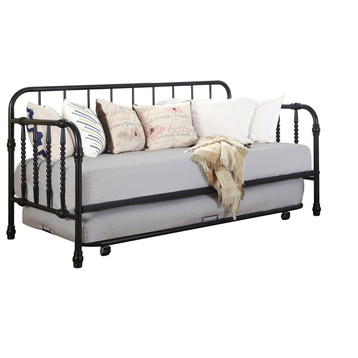 Marina Metal Twin Daybed with Trundle Black - Walo Furniture 