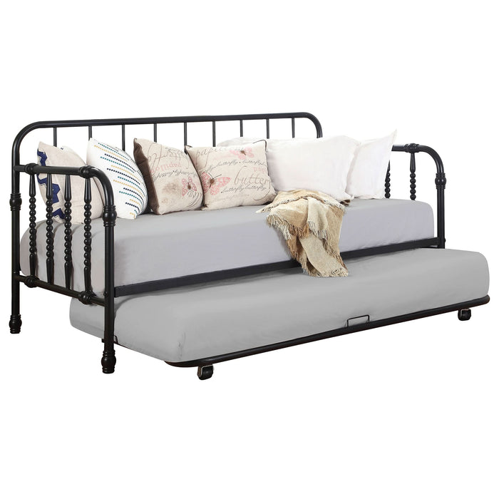 Marina Metal Twin Daybed with Trundle Black - Walo Furniture 