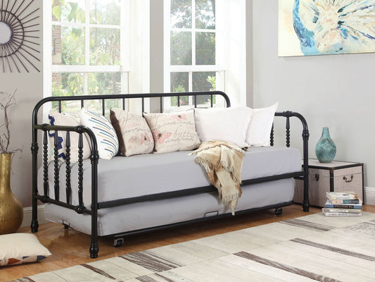 Marina Metal Twin Daybed with Trundle Black - Walo Furniture 