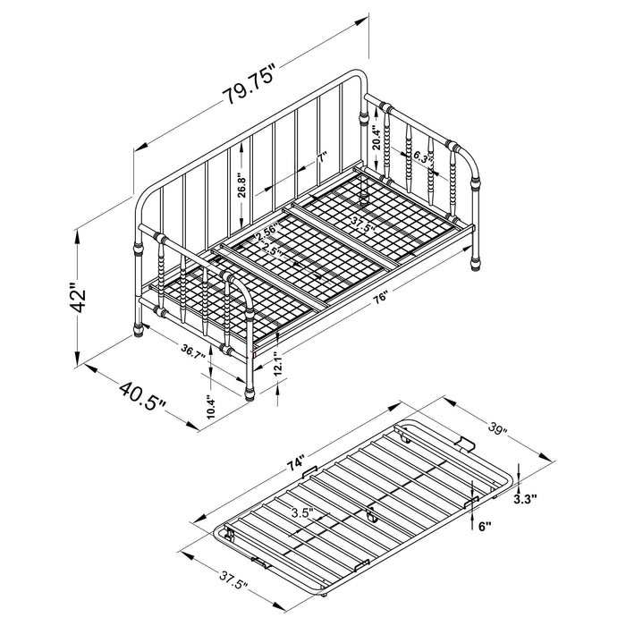 Marina Metal Twin Daybed with Trundle White - Walo Furniture 