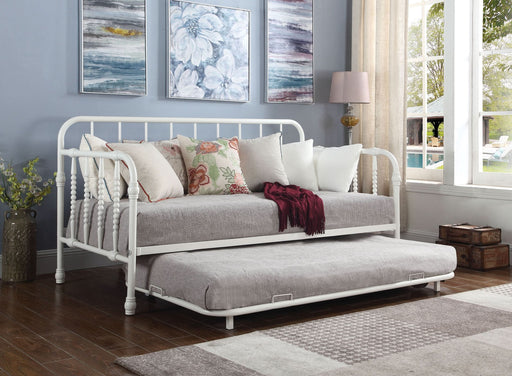 Marina Metal Twin Daybed with Trundle White - Walo Furniture 