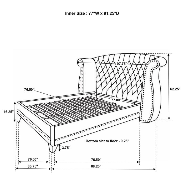 Barzini Upholstered Eastern King Wingback Bed White - Walo Furniture 