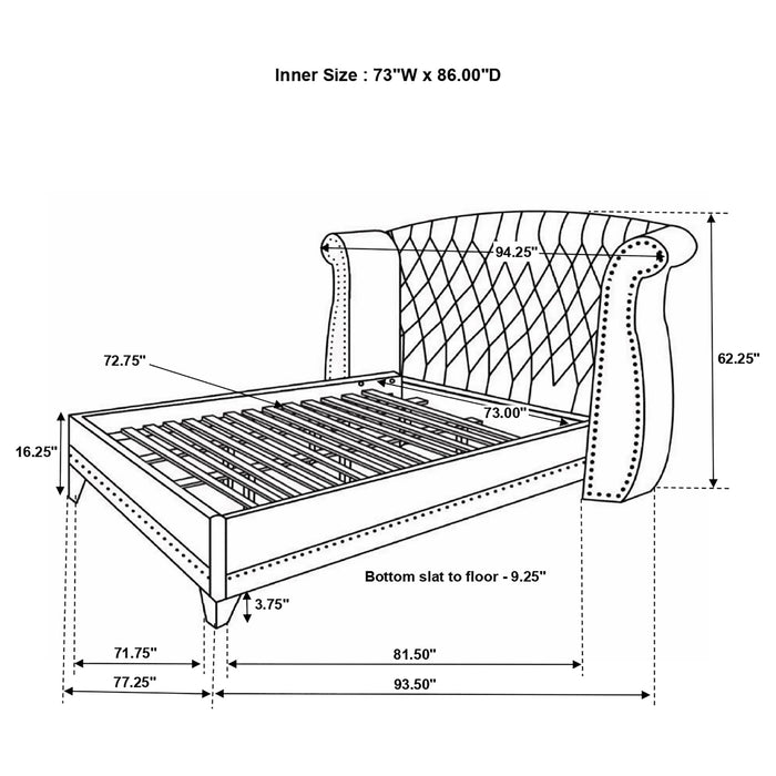 Barzini Upholstered California King Wingback Bed White - Walo Furniture 