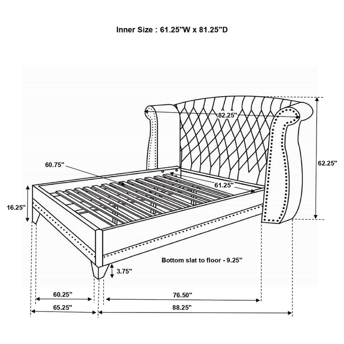 Barzini Upholstered Queen Wingback Bed White - Walo Furniture 