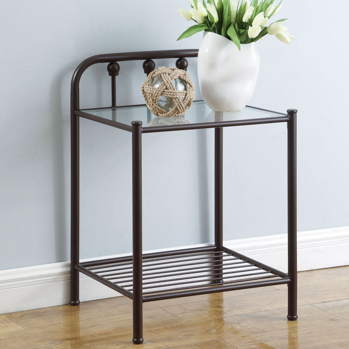 Livingston Metal 1-shelf Nightstand Dark Bronze - Walo Furniture 