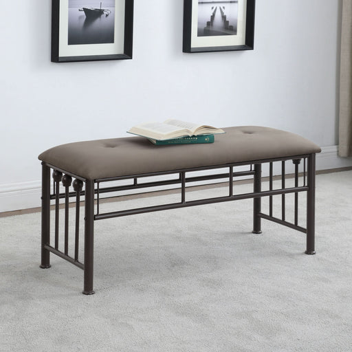 Livingston Microfiber Upholstered Bench Brown and Bronze - Walo Furniture 