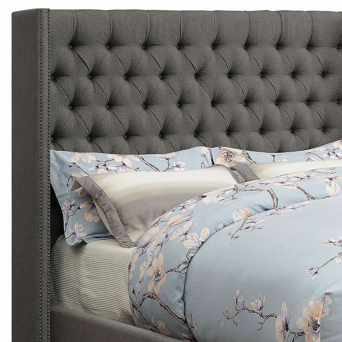 Bancroft Upholstered Full Wingback Bed Grey - Walo Furniture 