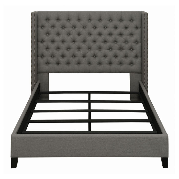 Bancroft Upholstered Full Wingback Bed Grey - Walo Furniture 